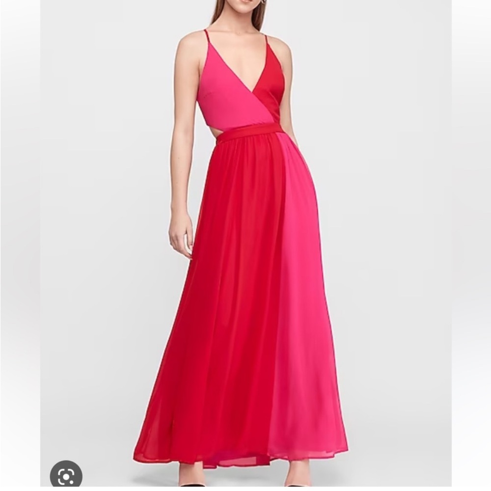 NWT Express Red/Fuchsia cutout maxi dress